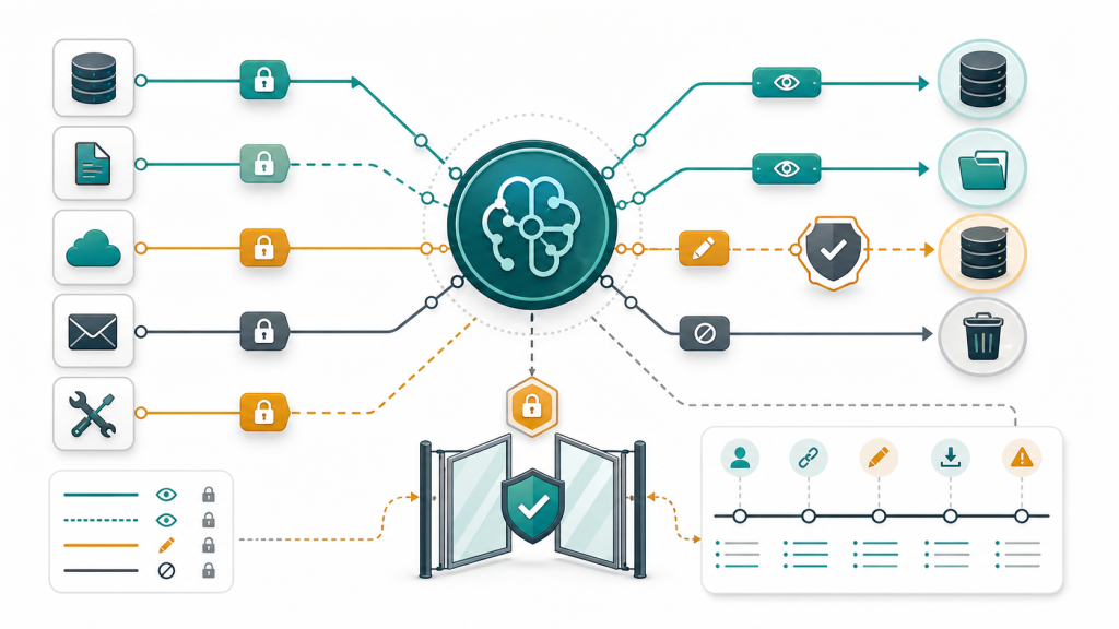 AI agent tool permission architecture with scoped tools, locks, approval gate, and audit trail